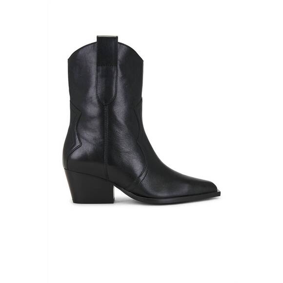 NEW FREE PEOPLE women's cat nap cowboy boot in black leather